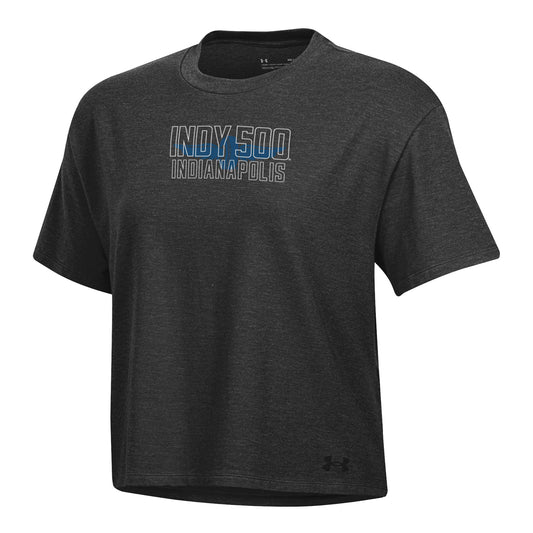 Ladies Under Armour Boxy Crop in Black - Front view