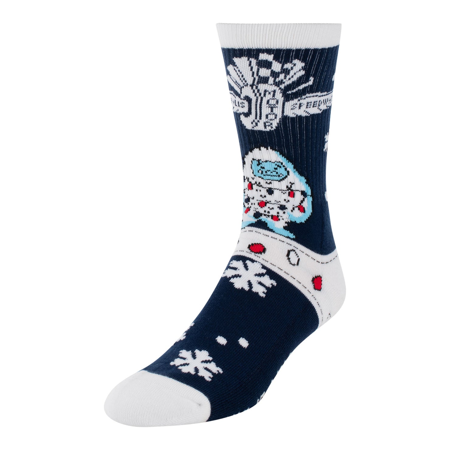 Wing Wheel Flag Sweater Zeti Socks in navy and white