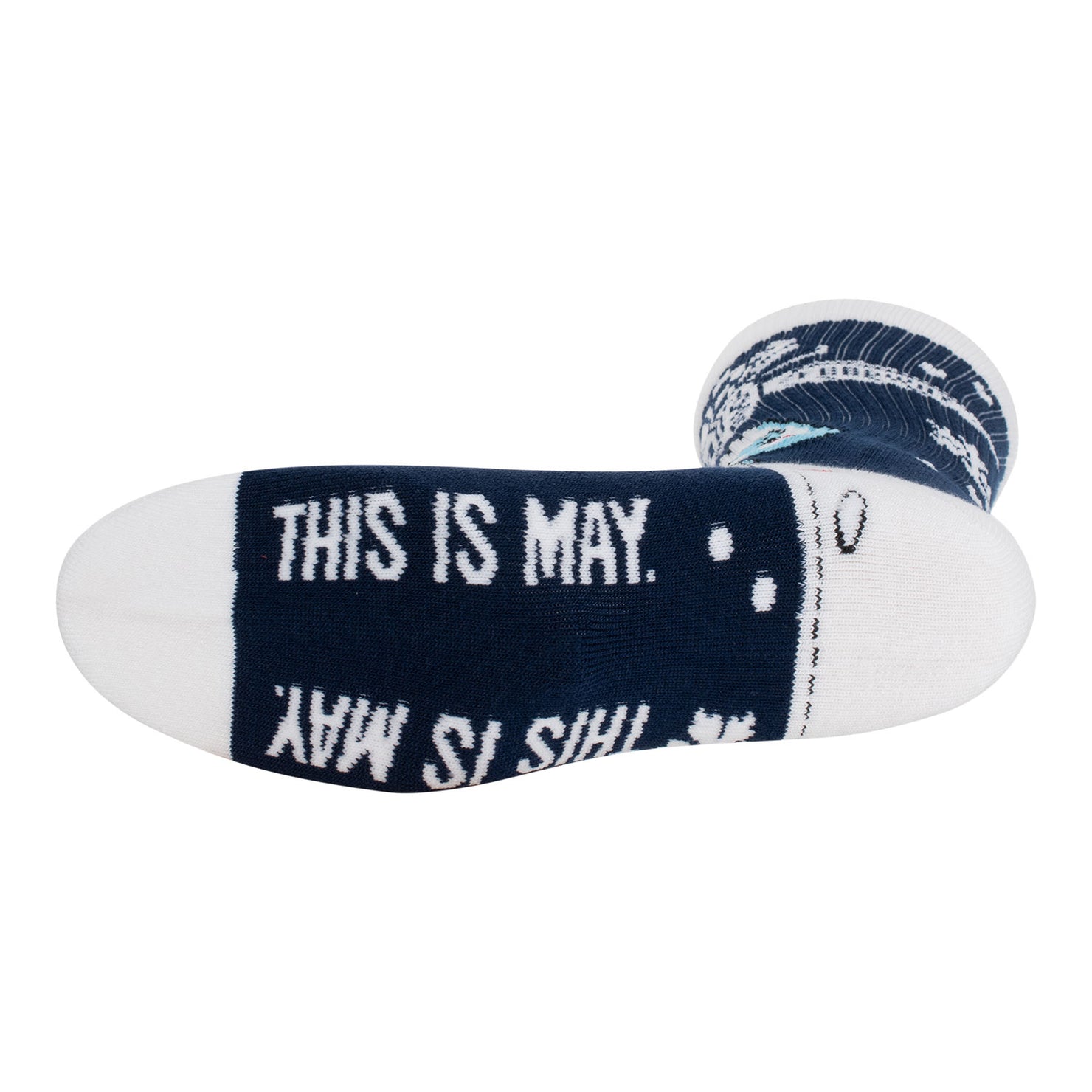 Wing Wheel Flag Sweater Zeti Socks in navy and white