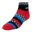 Wing Wheel Flag Rainbow Socks in red, black and blue - front view