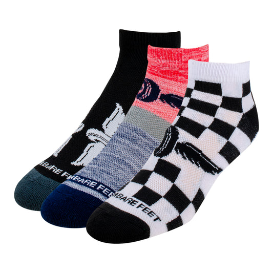 Wing Weel Flag Checkerboard Stripe Socks 3pk - all designs shown