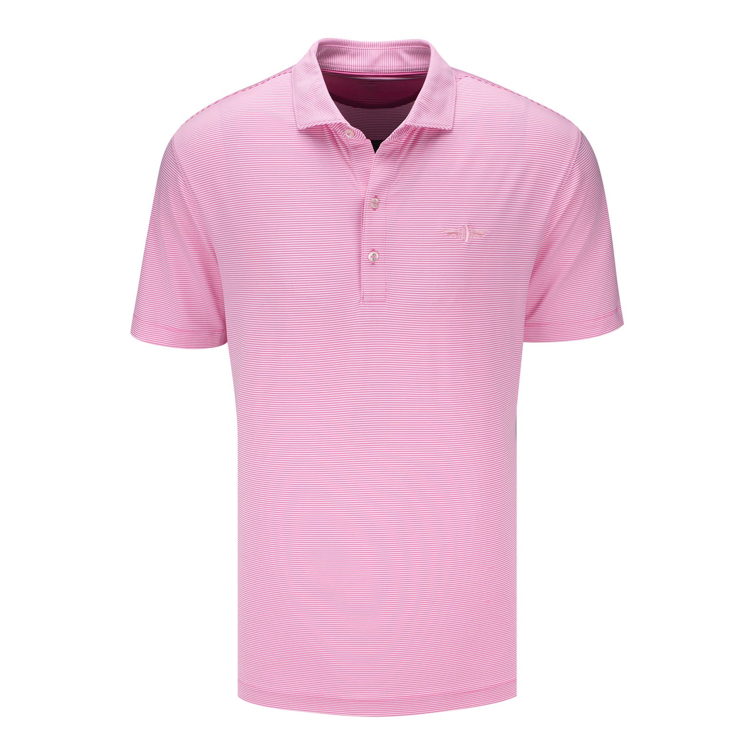 Wing & Wheel Johnnie-O Striped Polo in Pink - Front View