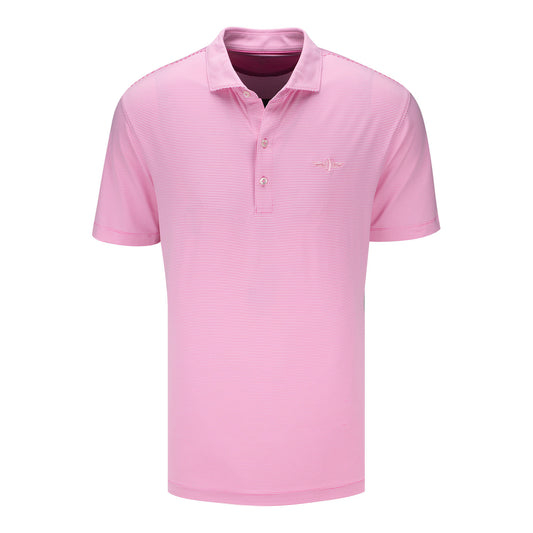 Wing & Wheel Johnnie-O Striped Polo in Pink - Front View