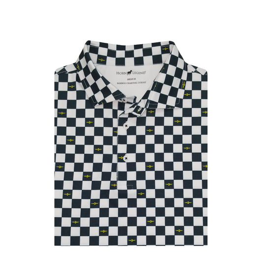 IMS Checkered Print Polo - Front Chest View