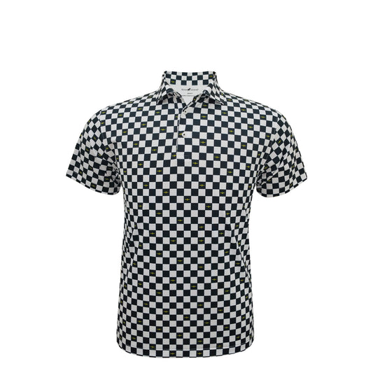 IMS Checkered Print Polo - Front View