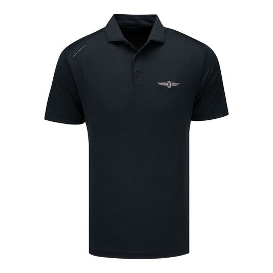 WWF Travis Mathew Heater Active Polo in Black - Front View