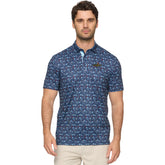 Wing, Wheel, and Flag  Americana Summer BBQ Polo in Blue - Front View