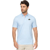 Wing, Wheel, and Flag Avila Geo Print Polo in Blue - Front View