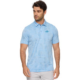 Wing, Wheel, and Flag Southlake Palm Print Polo in Blue - Front View
