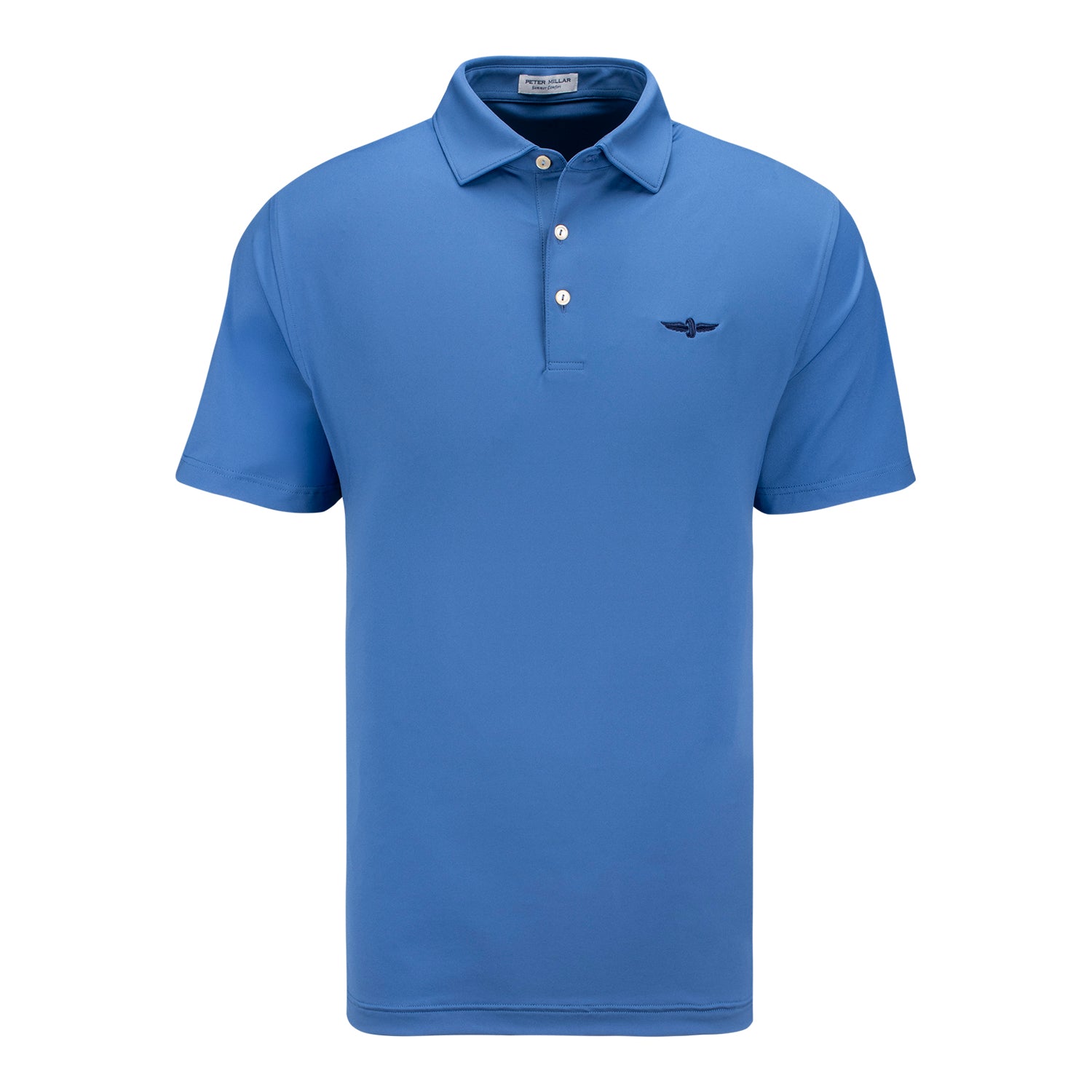 Wing & Wheel Peter Millar Performance Polo in Blue - Front view