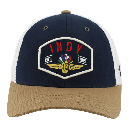Wing Wheel Flag Indy Est. 1909 Mesh back Zephyr Hat - Front View