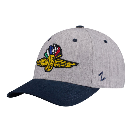 Wing Wheel Flag Heather Grey Hat in Grey - Front Left View