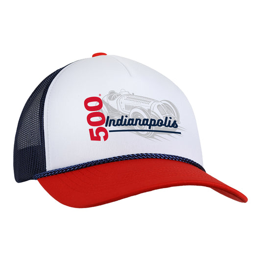 Indy 500 Roadster Hat in White - Front View