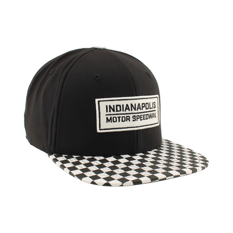 IMS Checkered Flatbill Snapback Hat - front view