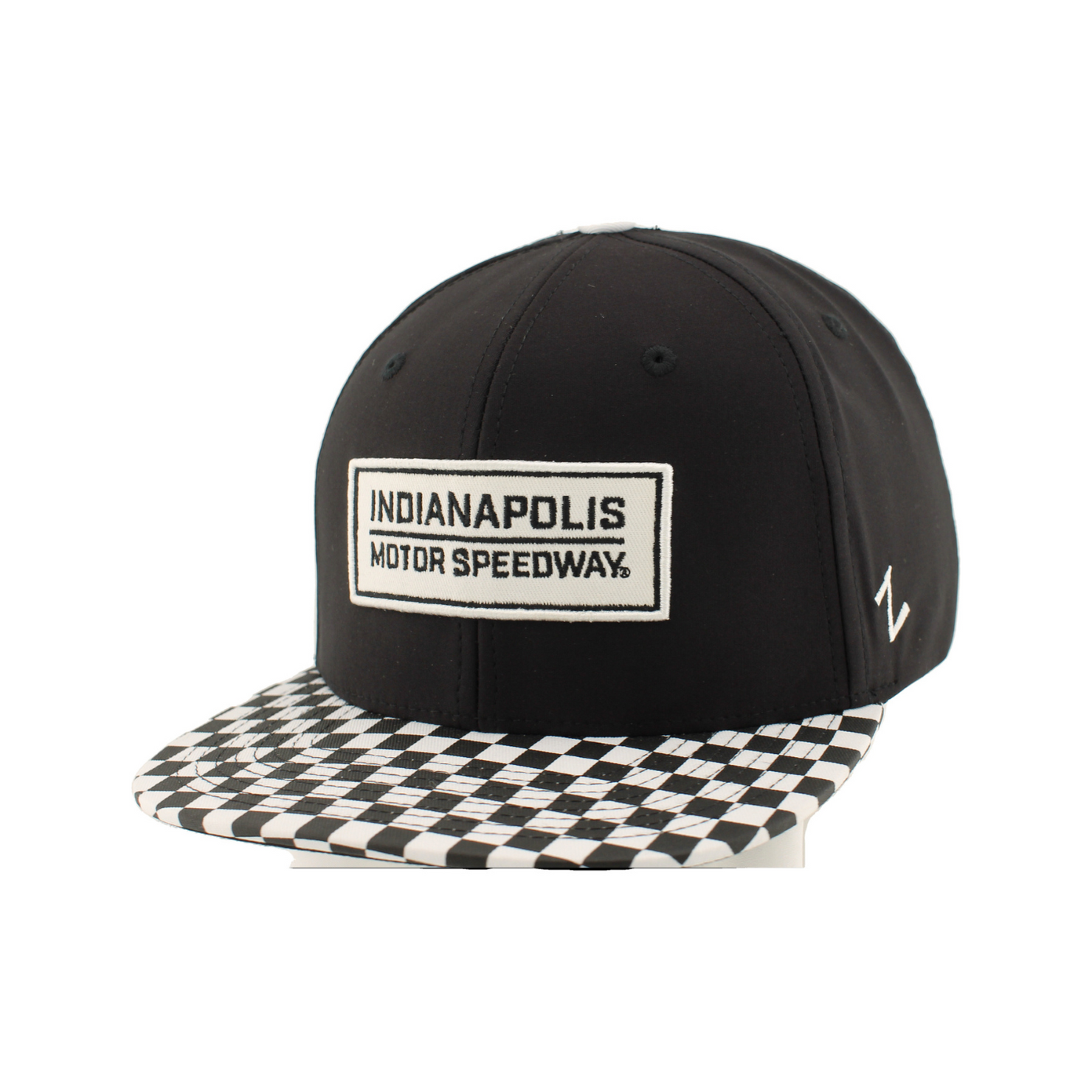 IMS Checkered Flatbill Snapback Hat - front view