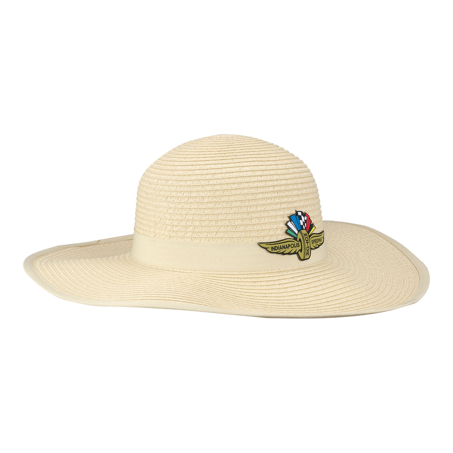 Wing Wheel Flag  Floral Straw Hat - side view