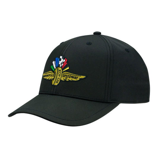 Wing Wheel Flag Embroidered Hat- Black - side view