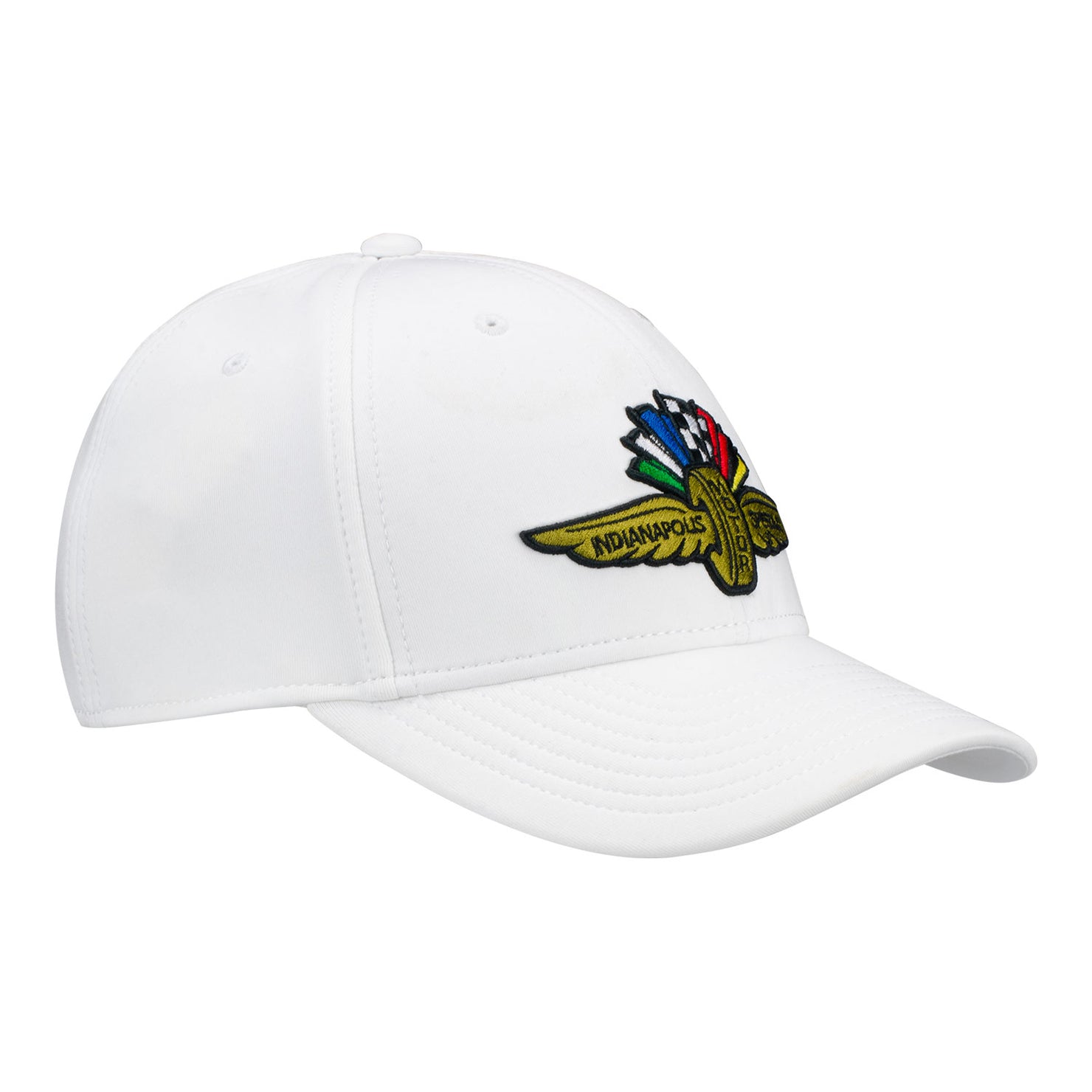 Wing Wheel Flag Embroidered Hat- White - front view