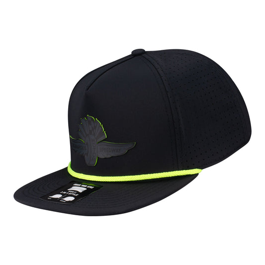 Wing Wheel Flag Neon Rope Flat Bill Hat - front view