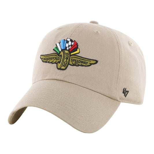 Wing Wheel Flag Clean Up Khaki Hat in Brown - Front View