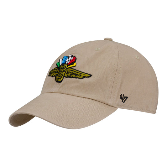 Wing Wheel Flag Clean Up Khaki Hat in Brown - Front Left View