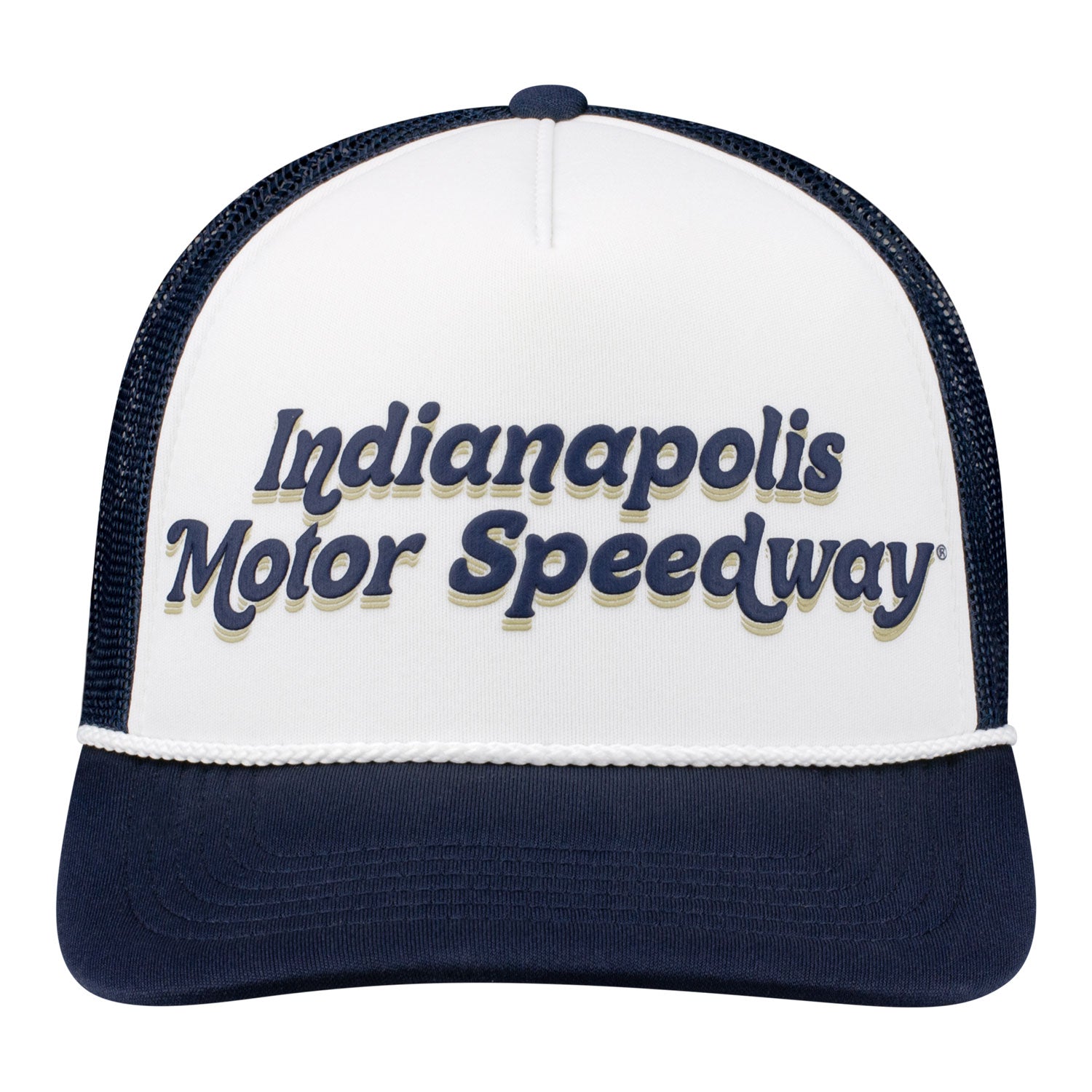 Indianapolis Motor Speedway Galveston Hitch Hat in White and Blue - Front View