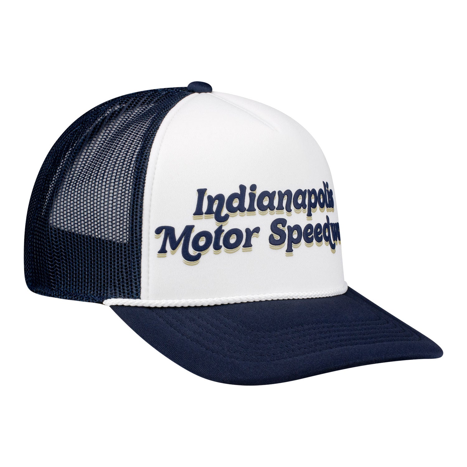 Indianapolis Motor Speedway Galveston Hitch Hat in White and Blue - Front Right View