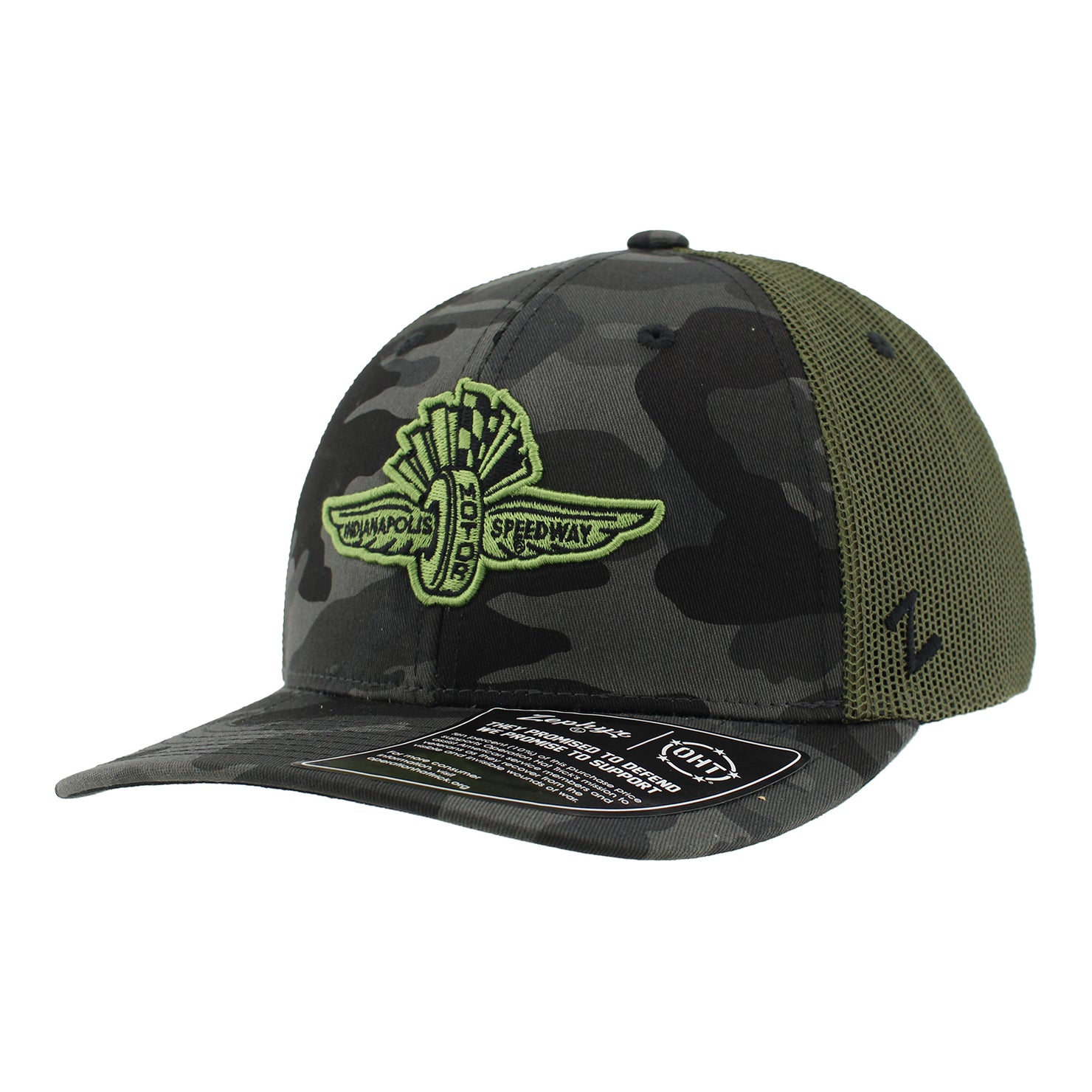 Wing Wheel Flag Campfire Camo OHT Hat - Front Left View