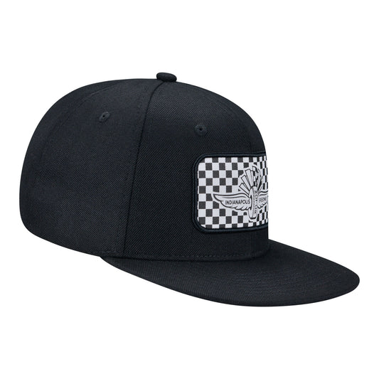 Wing Wheel Flag Checkered Patch Flat Bill Hat - Right View