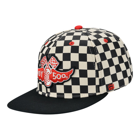 Indy 500 Checkered Flat Bill Hat - Left View