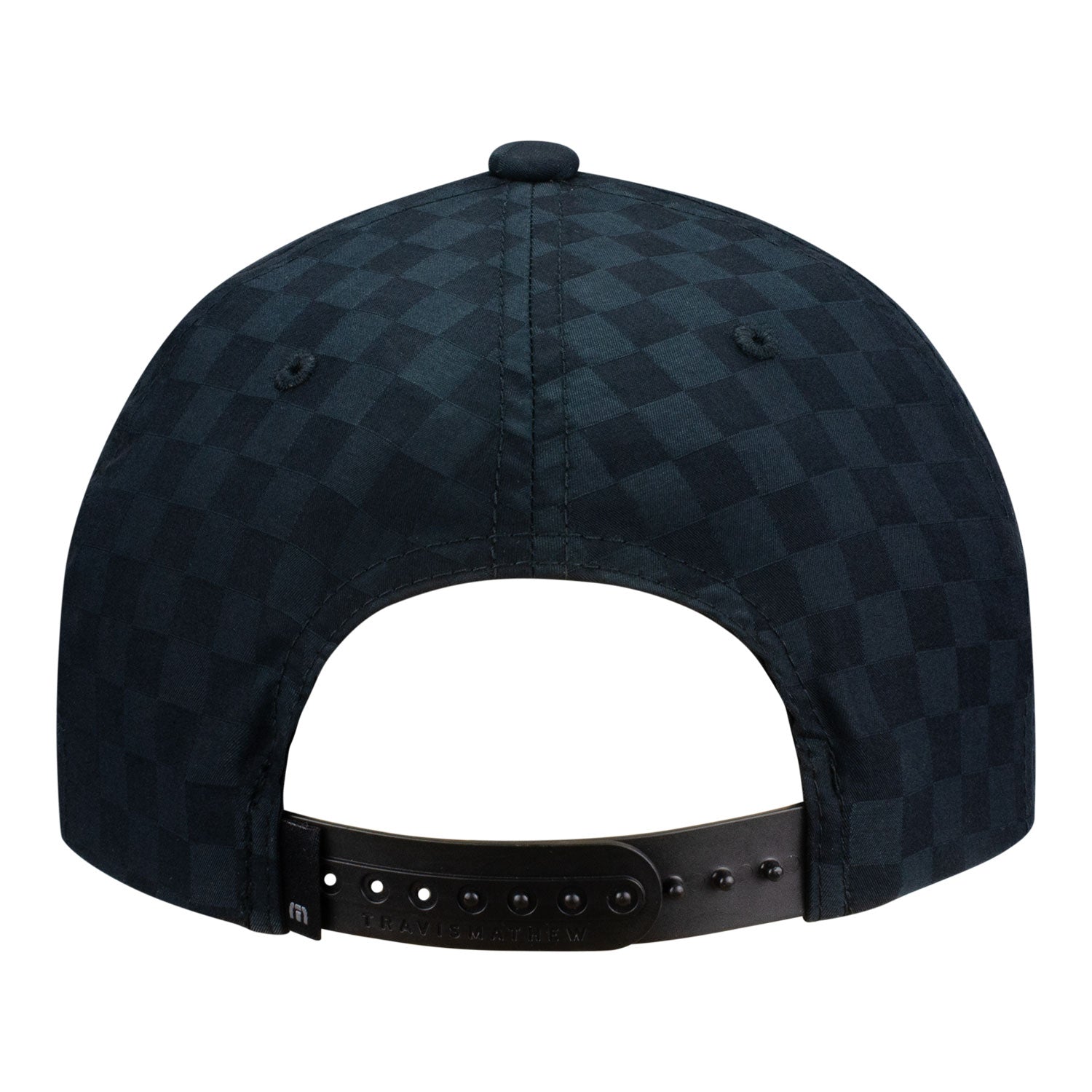 Indianapolis Motor Speedway Checkered TravisMathew Time of Arrival Hat in Black - Back View