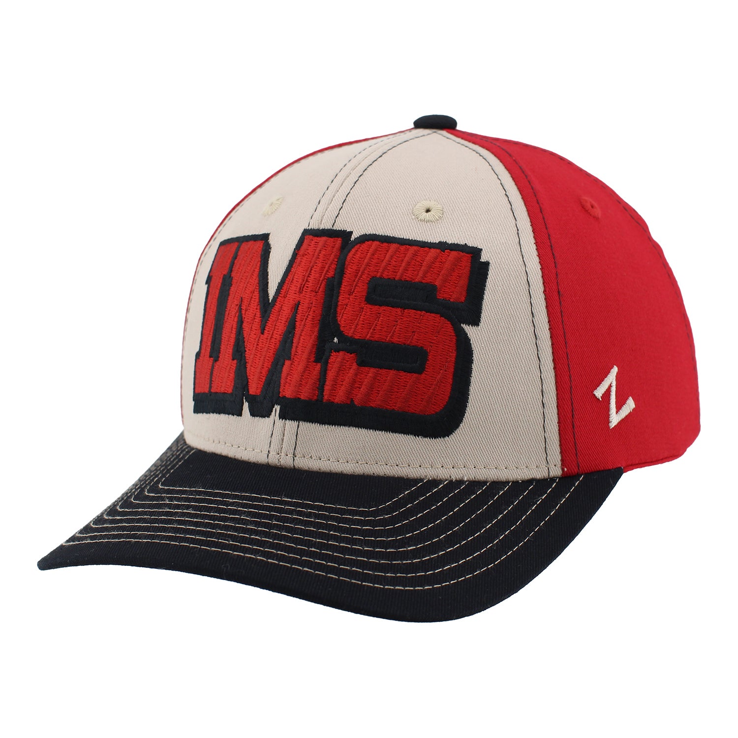 Indianapolis Motor Speedwatch Embroidered Tri-Color Zephyr Hat in Red - Front Left View