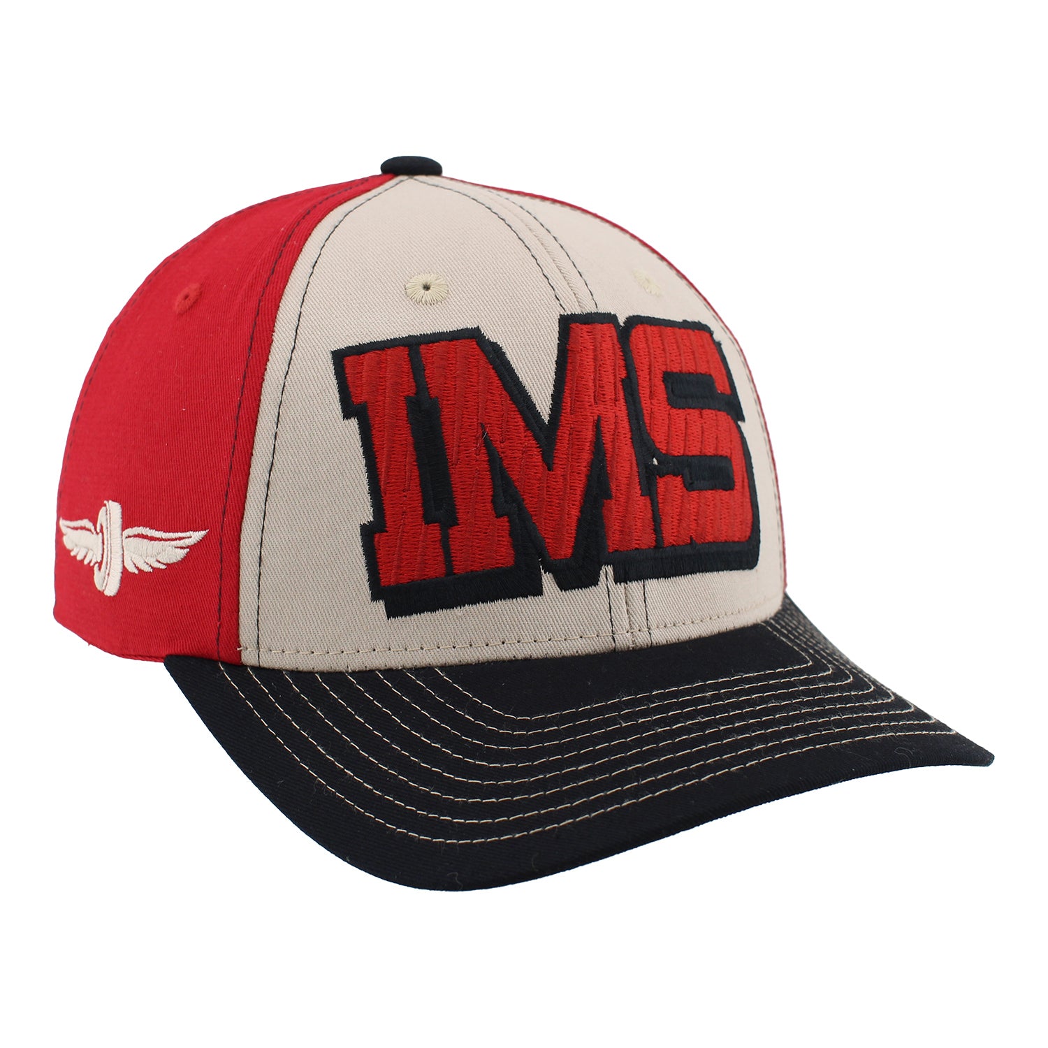 Indianapolis Motor Speedwatch Embroidered Tri-Color Zephyr Hat in Red - Front Right View