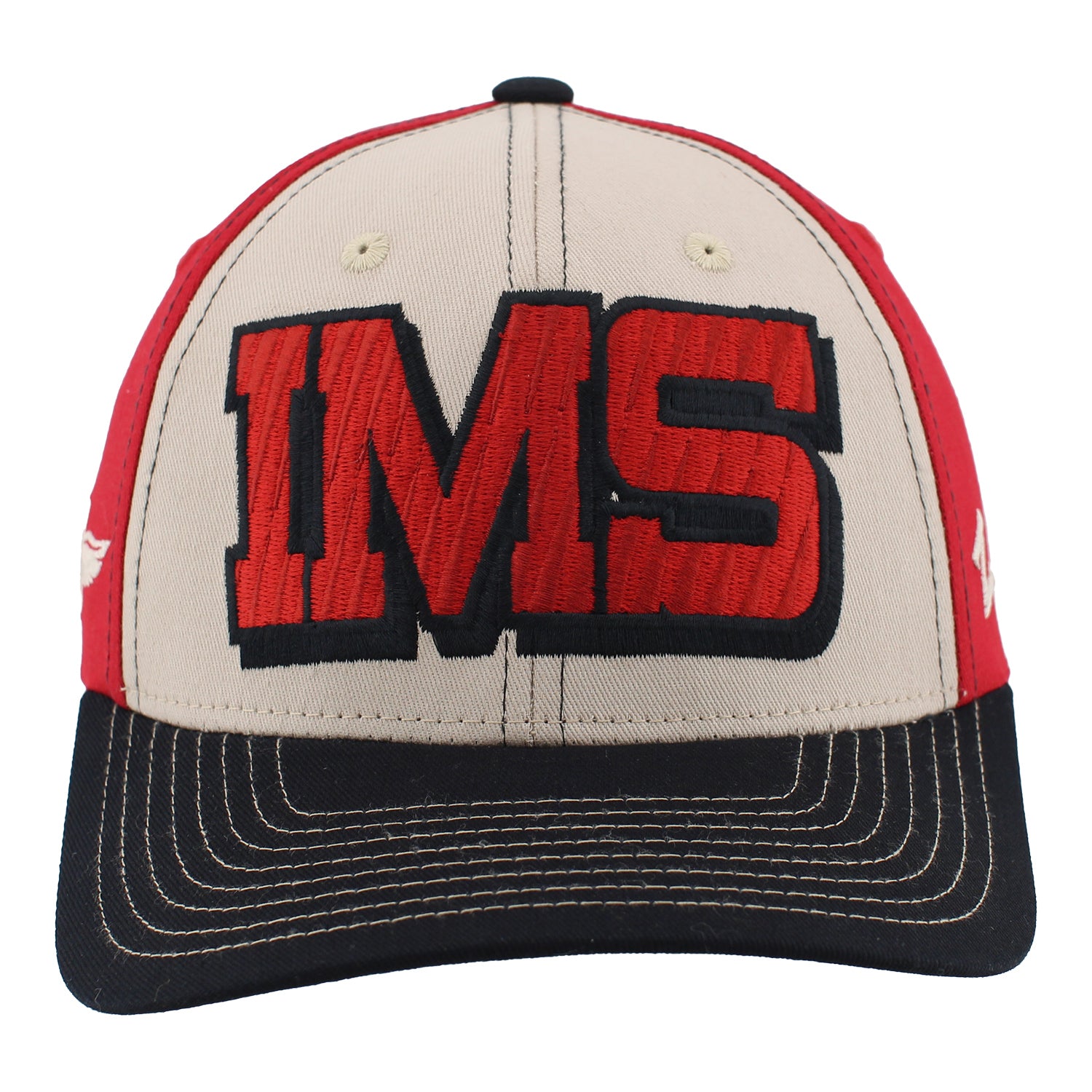 Indianapolis Motor Speedwatch Embroidered Tri-Color Zephyr Hat in Red - Front View