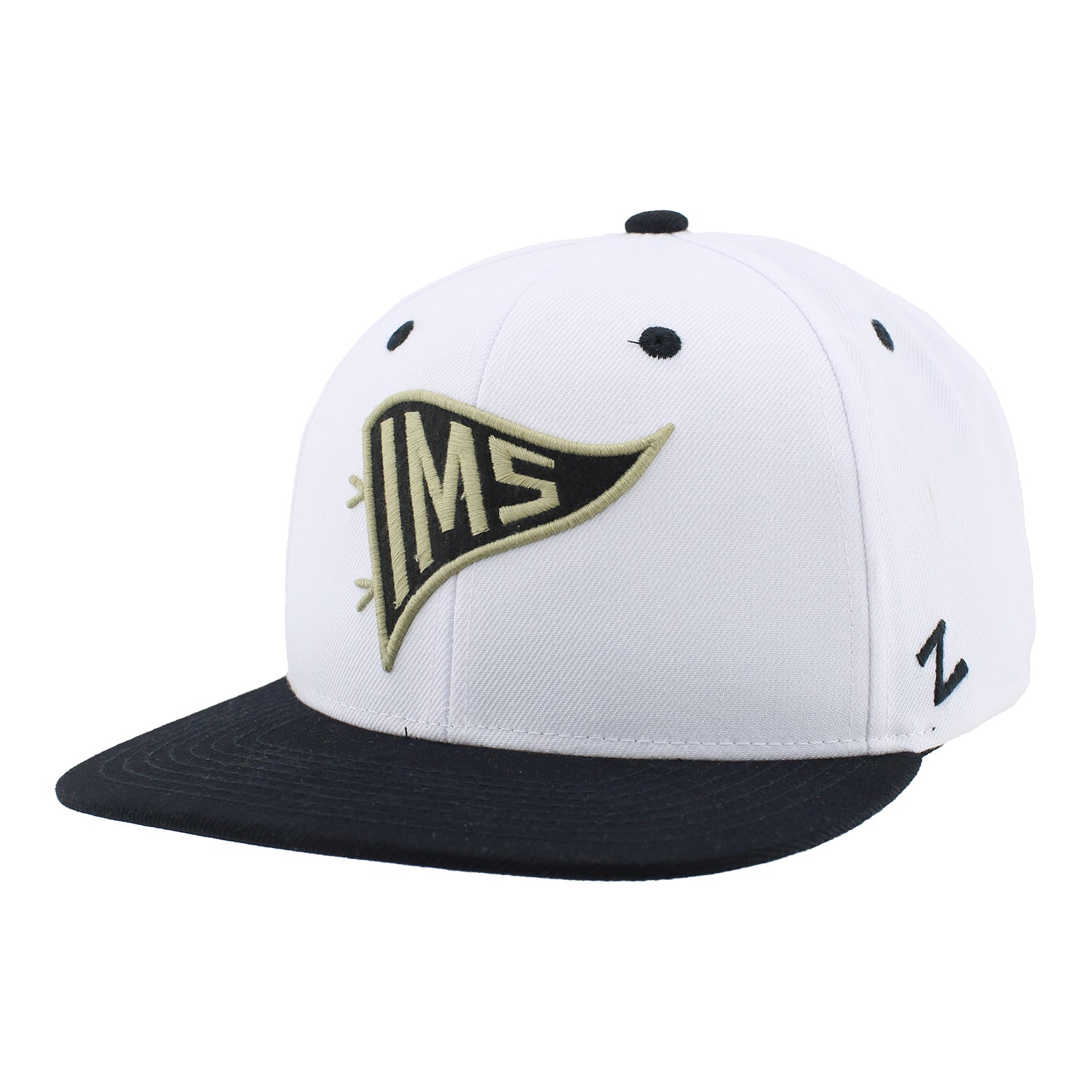 Indianapolis Motor Speedway Pennant Snapback Hat in White - Front Left View