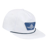 WWF Retro Blue Patch w/ Rope Hat in White - Front Right View