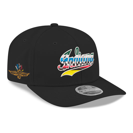 Wing Wheel Flag IU 7 Stripe Indiana Hat in Black - Front Right View