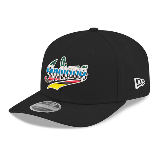 Wing Wheel Flag IU 7 Stripe Indiana Hat in Black - Front Left View
