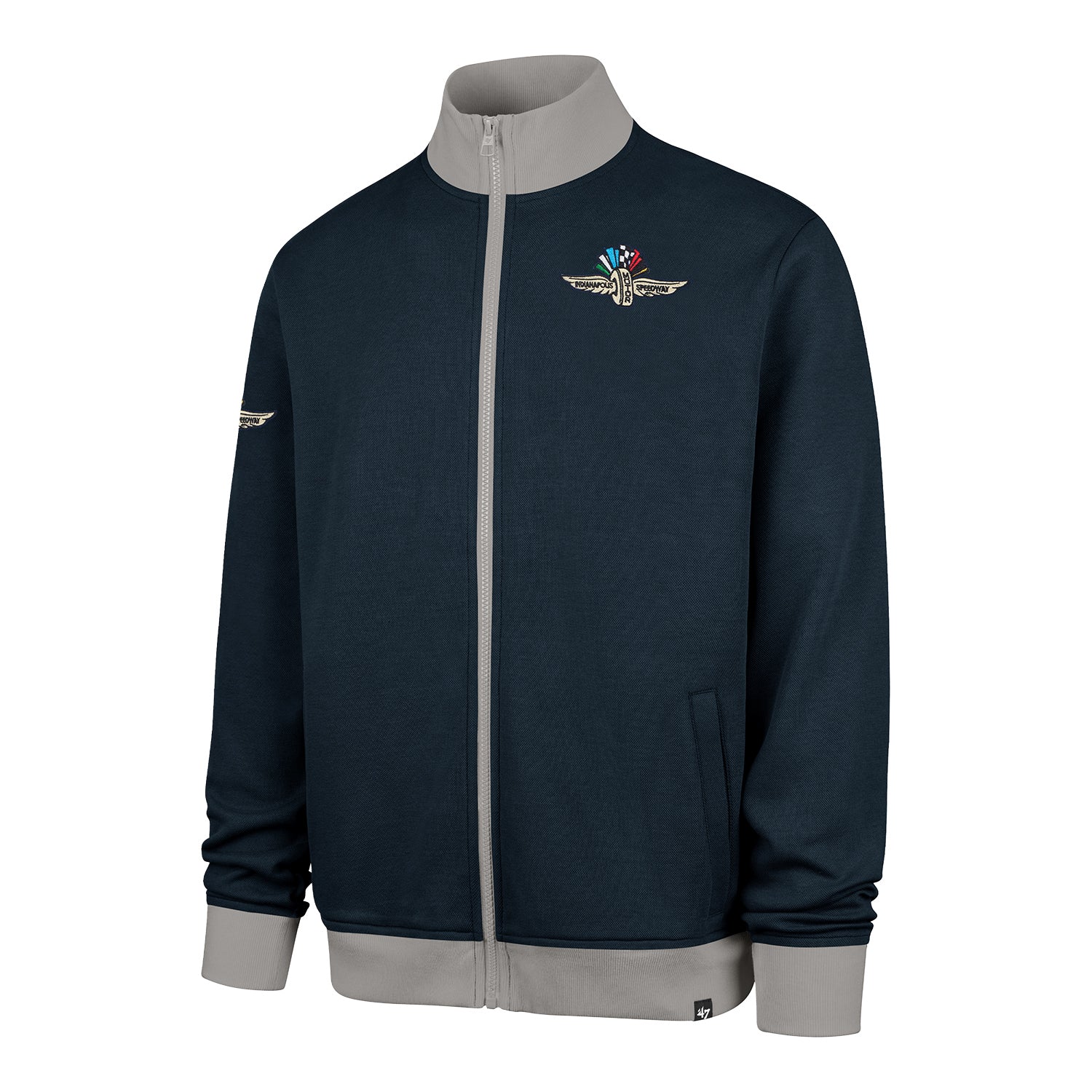 Indianapolis Motor Speedway Men's '47 Pique Track Jacket in Blue - Front View