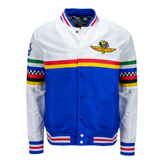 Indy 500 Bomber Jacket in White - Front View
