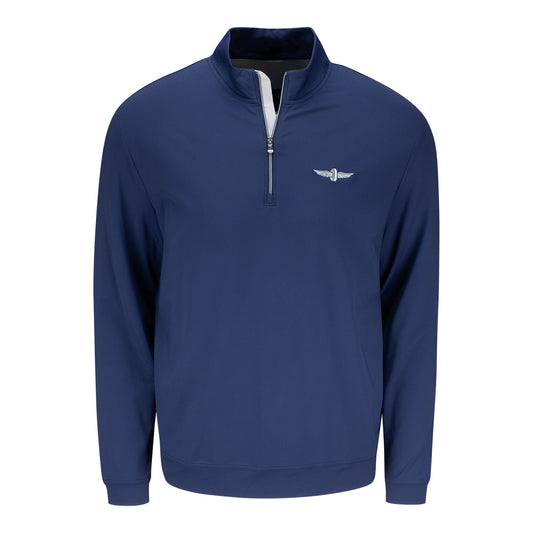 Wing and Wheel Johnnie-O Motion 1/4 Zip in Blue - Front View