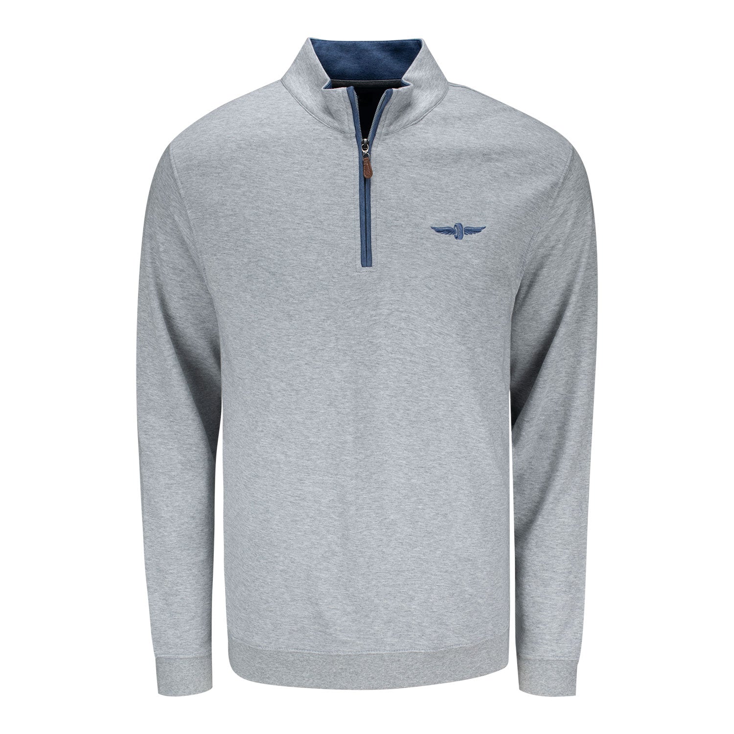 Wing and Wheel Johnnie-O Sully 1/4 Zip in Grey - Front View