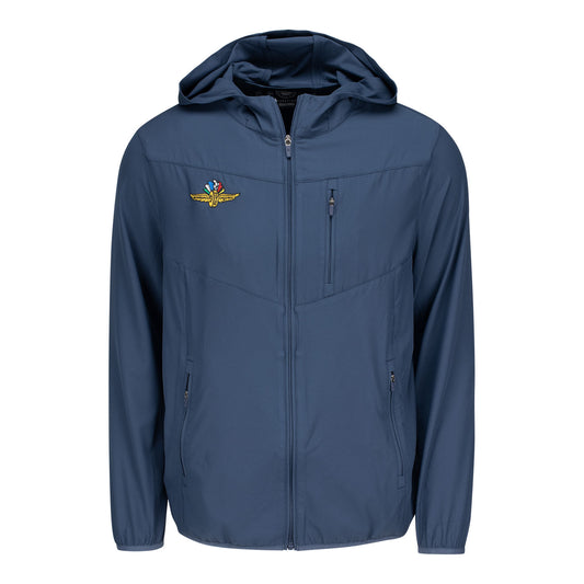 Indianapolis Motor Speedway Flag & Anthem Full Zip Pivot Jacket in Blue - Front View
