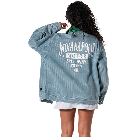 IMS Jean Full Zip Jacket in Blue - Back View