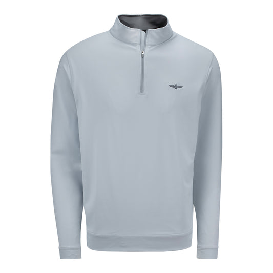 Wing & Wheel Peter Millar Performance 1/4 Zip in Grey - Front VIew