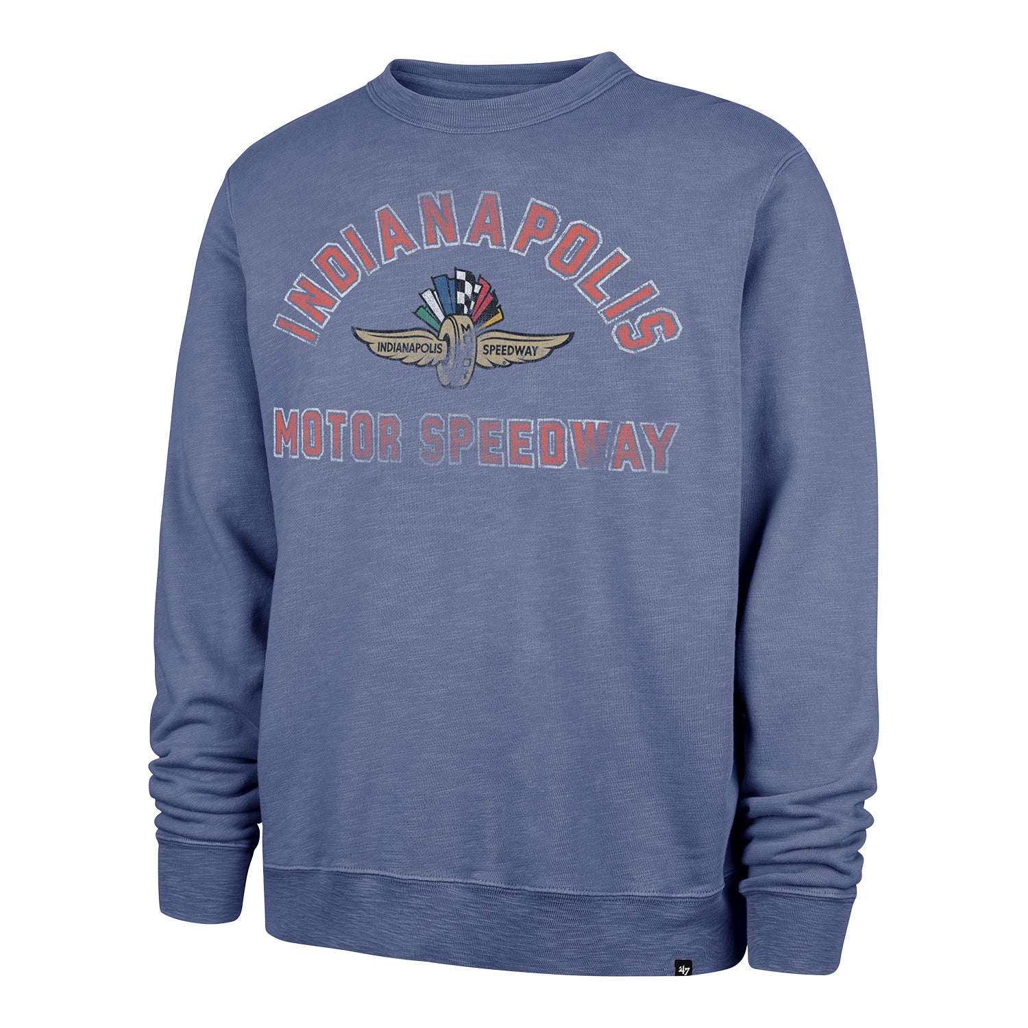 Indianapolis Motor Speedway Men's Treasured '47 French Terry Crewneck in Blue - Front View