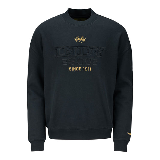 Indianapolis 500 Tonal Pullover Crewneck in Black - Front view