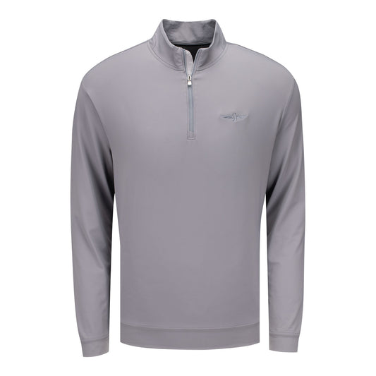 Wing & Wheel Johnnie-O Motion 1/4 Zip Thunder in Grey - Front View