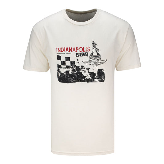 Wing Wheel Flag Borg Warner Indy 500 Shirt in White - Front View