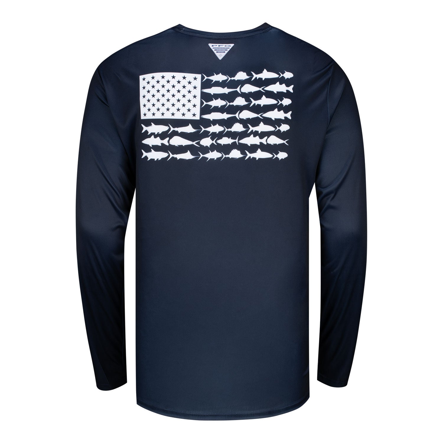 Wing Wheel Flag Columbia Terminal Tackle Long Sleeve Shirt - back view